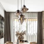 E27 Single Kitchen Blown Glass Pendant Light Modern Chandelier 27 X 43cm