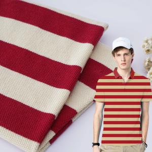 Wholesale Wrinkle Resistant Cotton Pique Fabric D022-1 260g Breathable Knit Stripe Cloth from china suppliers