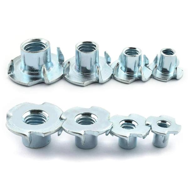 M4 M6 M10 Carbon Metal Tee Nut Galvanized Blue White 4 Claw 4 Prong Furniture