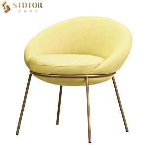 Wholesale L57cm Yellow Fabric Ultra Modern Dining Chairs With Stainless Steel Legs from china suppliers