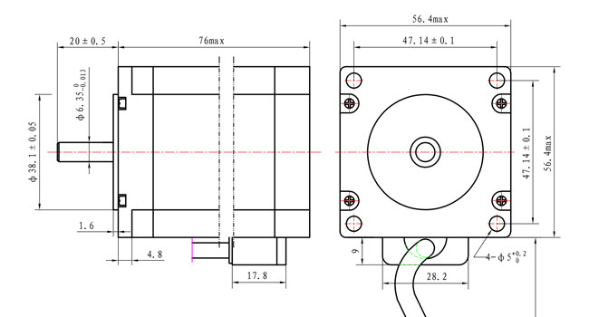 NEMA 23 Stepper Motor Hybrid 1.75N.m 76mm body for CNC machine tools