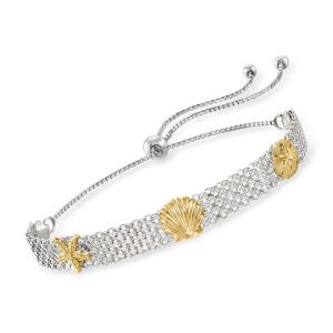 Wholesale Ross-Simons Three-Tone Sterling Silver Sea Life Bolo Bracelet from china suppliers