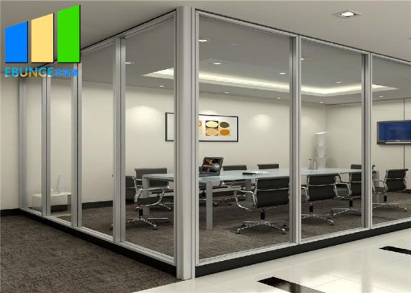 Interior Room Divider Aluminum Frame Single Glass Partition Wall For Office