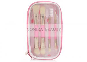Wholesale Synthetic Fiber Makeup Brush Gift Set Pink Stripe Zipper Case from china suppliers