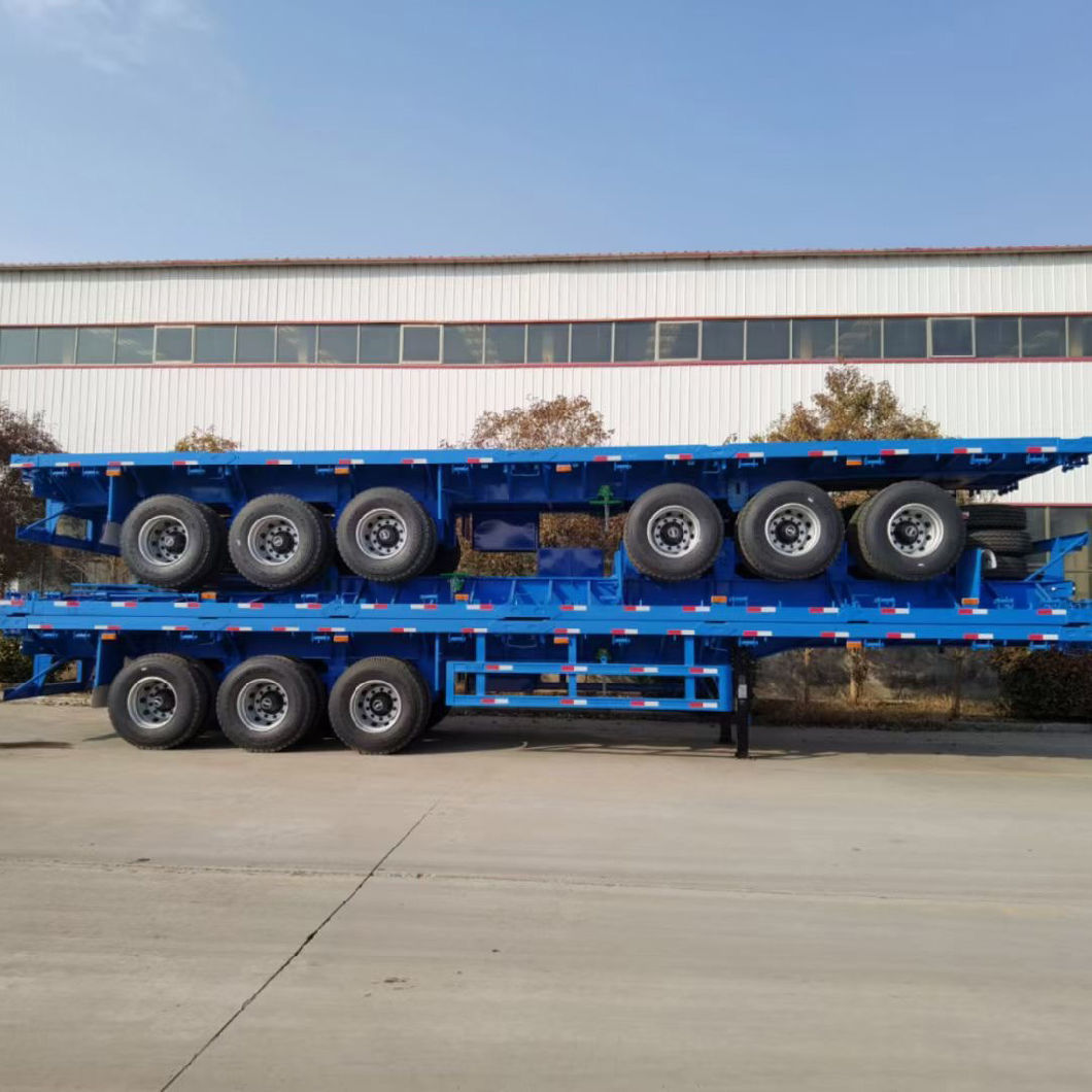 China Top Supplier 3 Axle Flatbed/Platform Semi Trailer for 20 FT/40FT/45FT Container Cargo Transport
