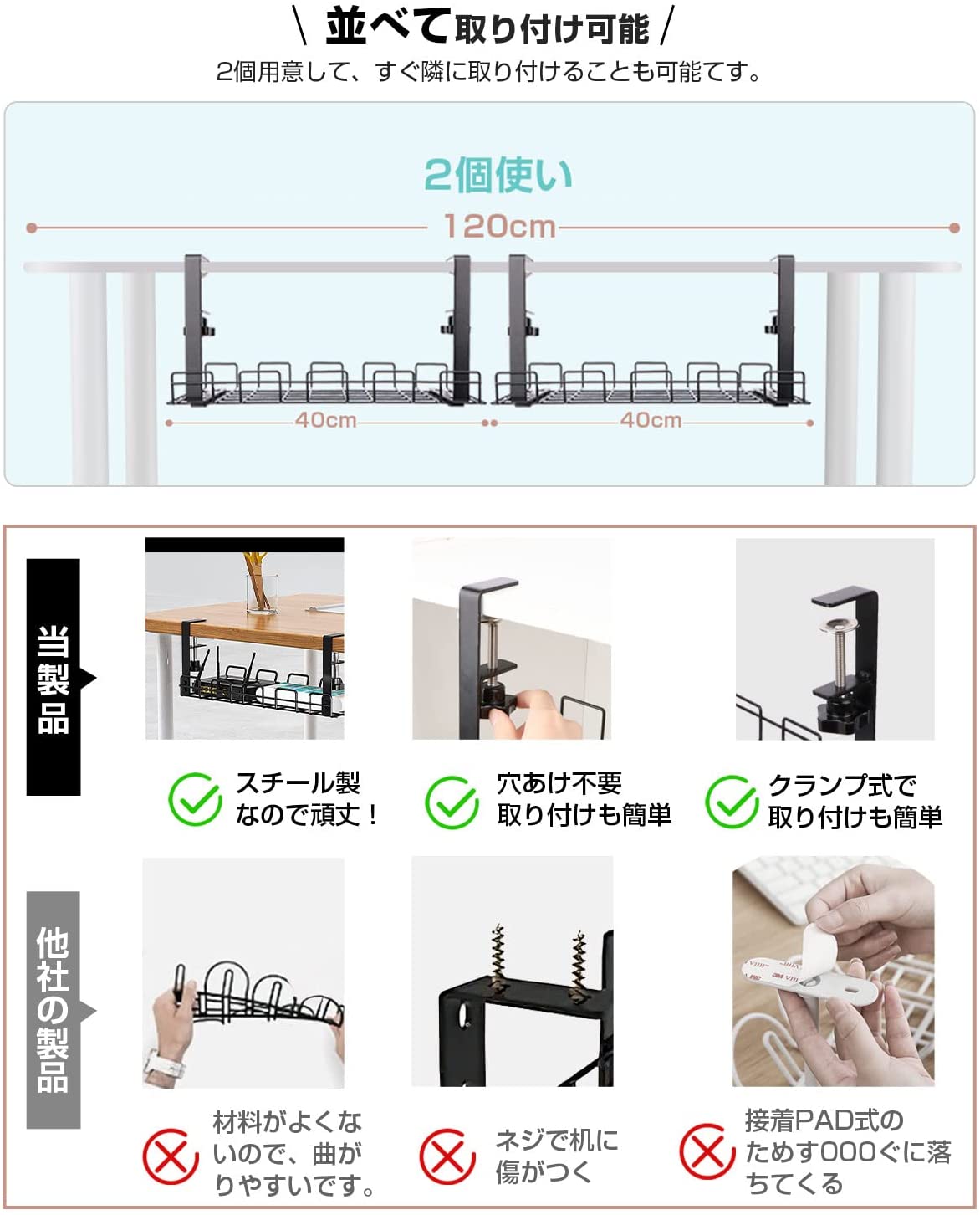 Convenient No Drill Standing Desk Cable Management Tray with Lead Time of 10-30 Days