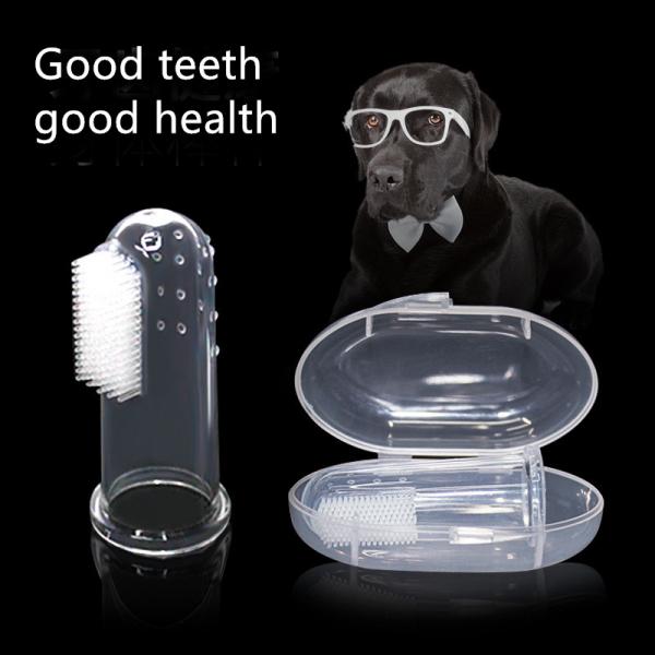 Transparent Silicone Pet Finger Toothbrush For Cat