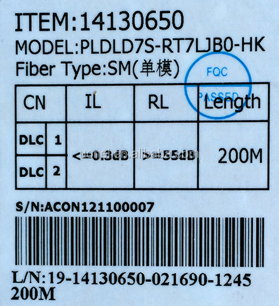 Huawei Optical Cable Parts,14130650 DLC/UPC,Single-mode 9/125um,150m,2 cores, 0.03m/0.34m, GYFJH-2G.657A2,7.0mm,2mm,LSZH,Armored