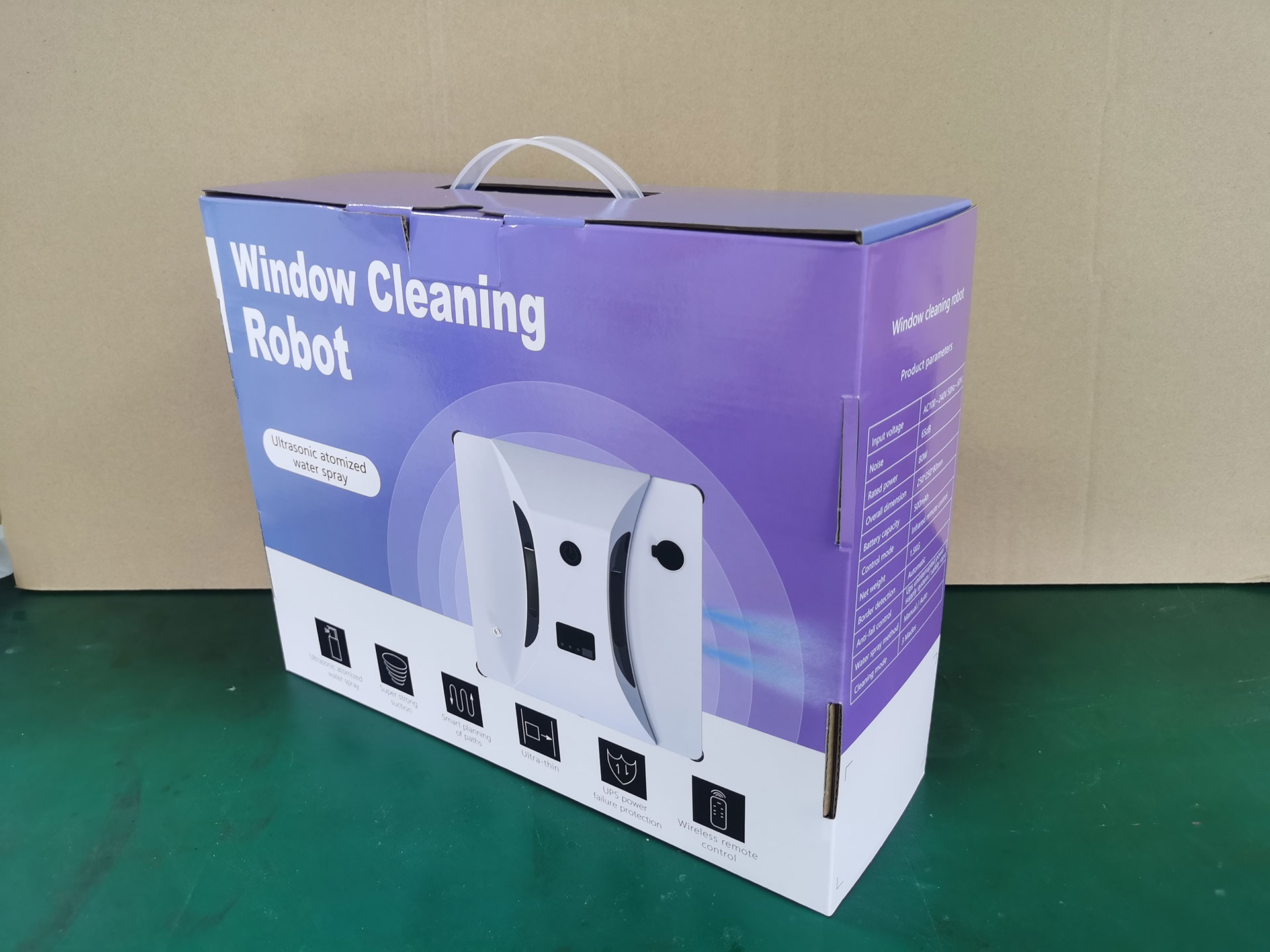 Speed Electric Window Cleaning Robot Vacuum Cleaner Huidi 80W Infrared Remote Control