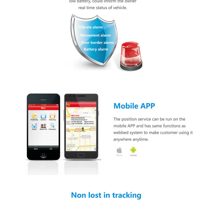 5m Accuracy Motorcycle GPS Tracker Low Power Consumption Android / IOS Application