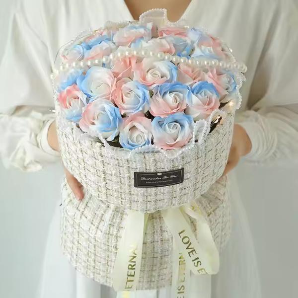 Hot Sale New Arrival Artificial Foam Eternal Soap Flowers Bouquet Valentine's