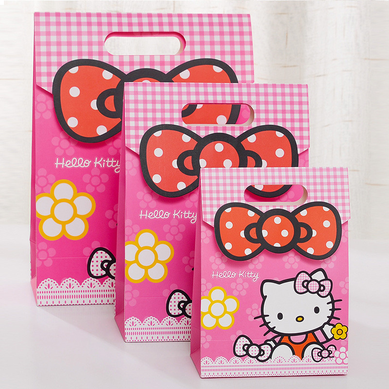 Eco-Friendly Custom Printed Doraemon and Kitt Cat Paper Bags for Children's Day
