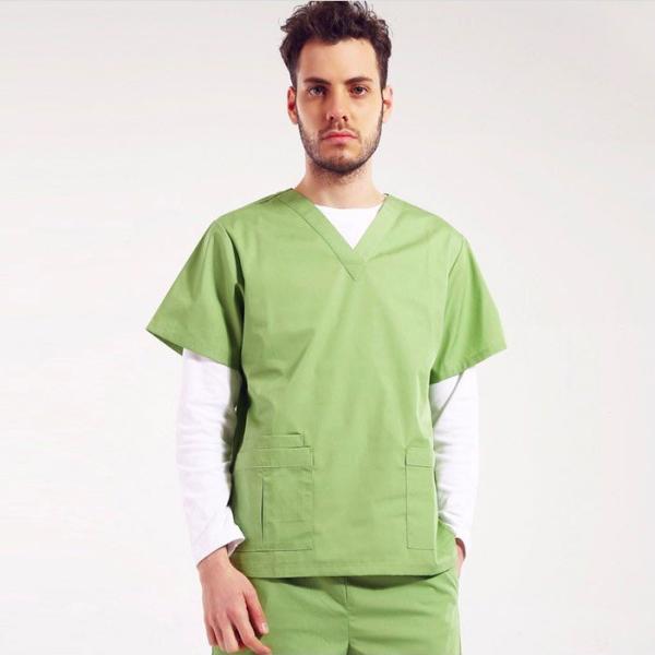 Double Pockets Disposable Medical Scrubs V Neck Fluid Retardant For Clinic