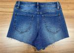 Raw Hem Ladies Fashion Jeans High Waisted Denim Shorts Light Wash Cotton With