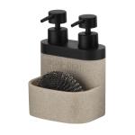 Sand Stone Kitchen Cooking Utensil Caddy Lotion Dispenser 3N1 Black Grey Sand