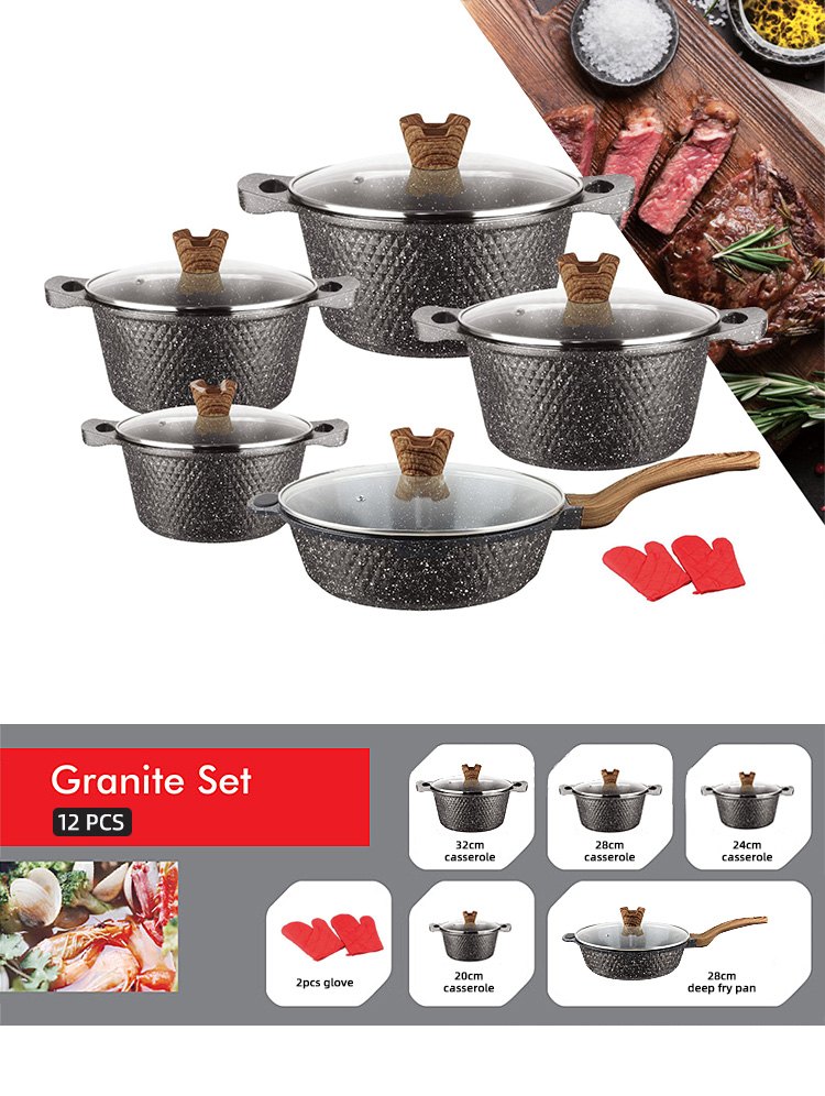 Customized Logo Aluminum Non Stick Fry Pan Cookware Sets