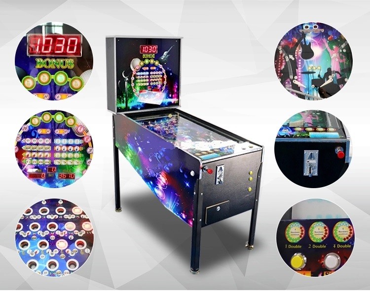 Wood Material Virtual Pinball Machine With 300+ Games Black Color