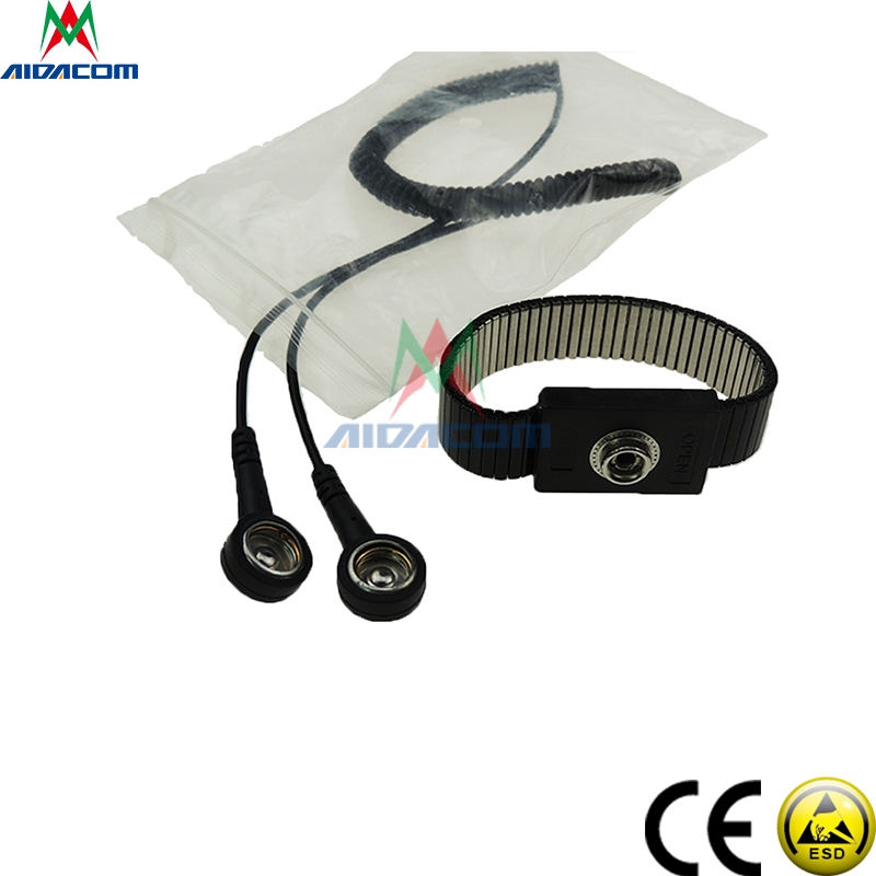 Stainless Steel Back Plant 1.8m PU Anti Static ESD Bracelet