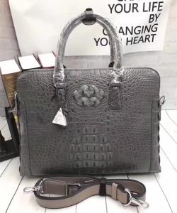 Wholesale Genuine Crocodile Skin Men's Gray Laptop Briefcase Handbag Authentic Real Alligator Leather Businessmen Working Totes from china suppliers