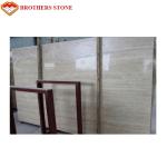 Brothers Stone Beige Travertine Wood Vein Marble Stone Slab High Polished Degree