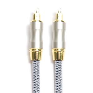 Wholesale Toslink Digital Audio Optic Cable OD5.0 Knited Grey Rope Gold Plug Frosted Shell For CD/DVD Speaker Box from china suppliers