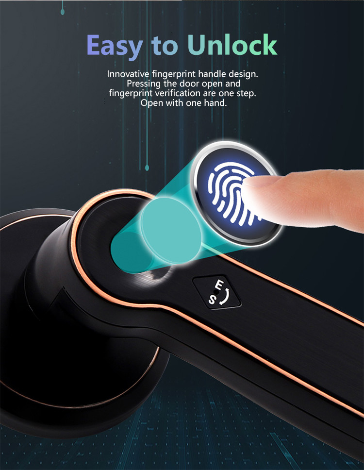 Wireless Smart Handle Door Lock Tuya WIFI Electronic Fingerprint Digital Password