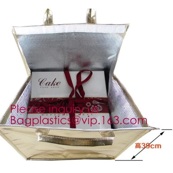 Outdoor square aluminum foil food thermal freezer cooler lunch insulation bag,Foil Cooler Bag Thermal Bag for Fruit Choc