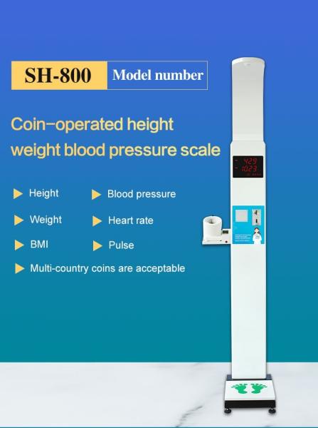 Ultrasonic Digital Coin Operated Height Weight Vending Scales Smart Bmi Blood
