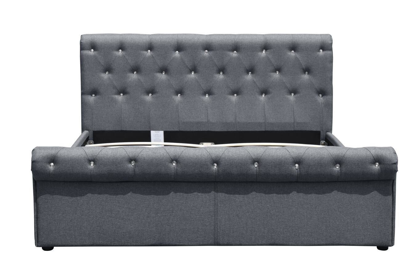 Optional Color Real Leather Gas Lift Storage Full size Bed comfortable for sleep CE