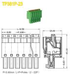 Green Spacing 3.5mm Pluggable Terminal Block Female 2-22 Positions 300V 8A UL94