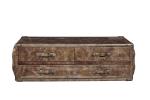 Top Genuine Leahter Side Coffee Table 1.35M Length 6 Drawers For Office