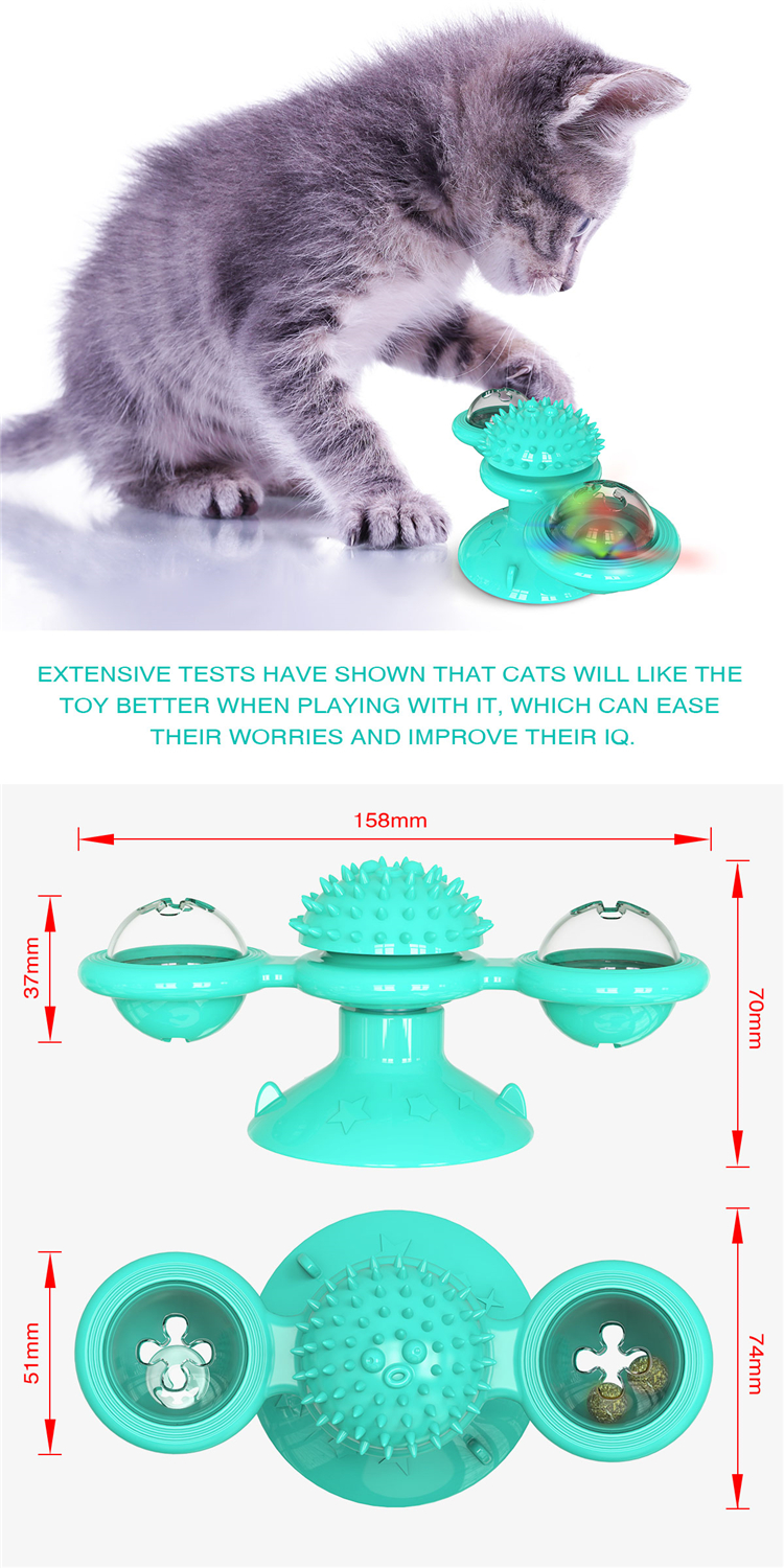 2021 Hot Seller Pet Cat Puzzle Interaction With Spinning Turning Windmill Cat Toy