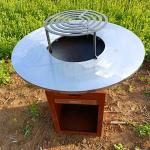 Outdoor Camping Corten Steel BBQ Grill Wood Fuel