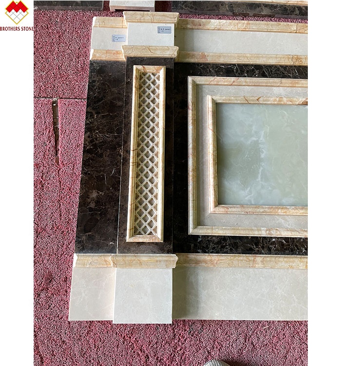 Villa Background Wall Cladding Green Onyx and Beige Marble Stone Slab in Modern Design