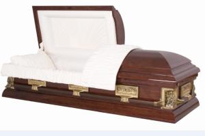 Wholesale Almond Crepe Wooden Caskets SWC07 Equips Metal Casket Corner Nice Shape from china suppliers