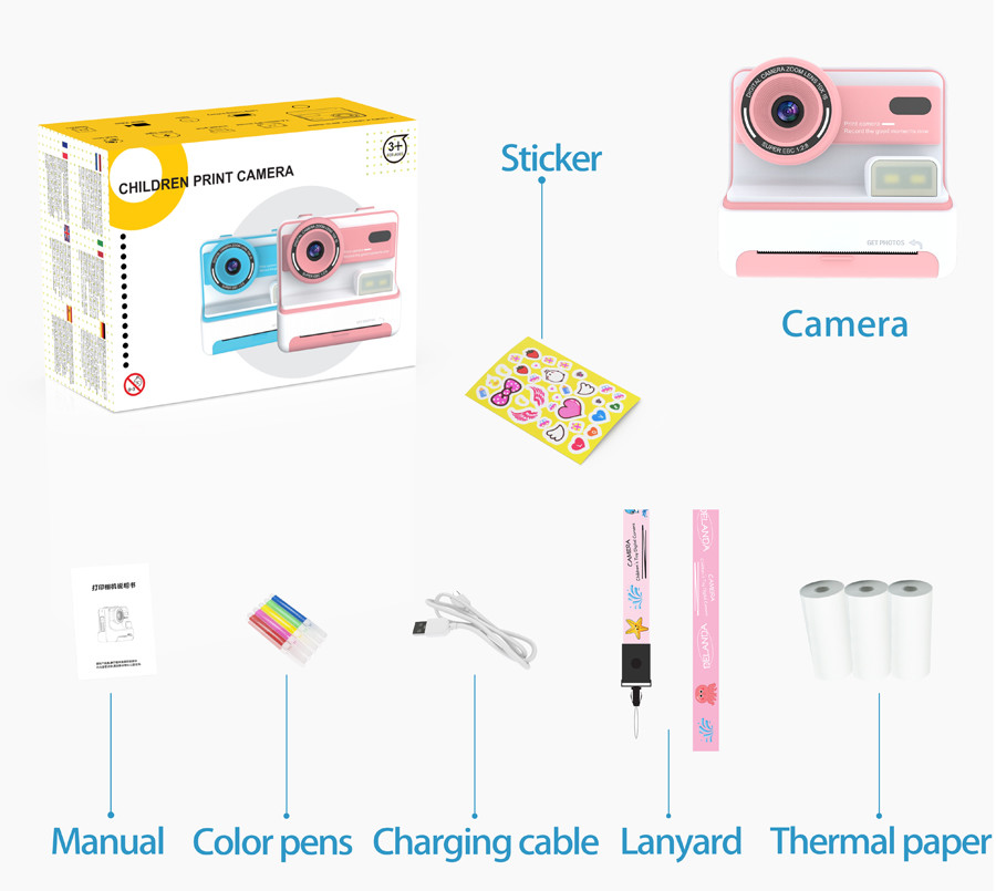 2025 Latest 1080p 2.4" Kids Digital Camera for Kids Instant Printing Kids Cmaras Digitales for Children