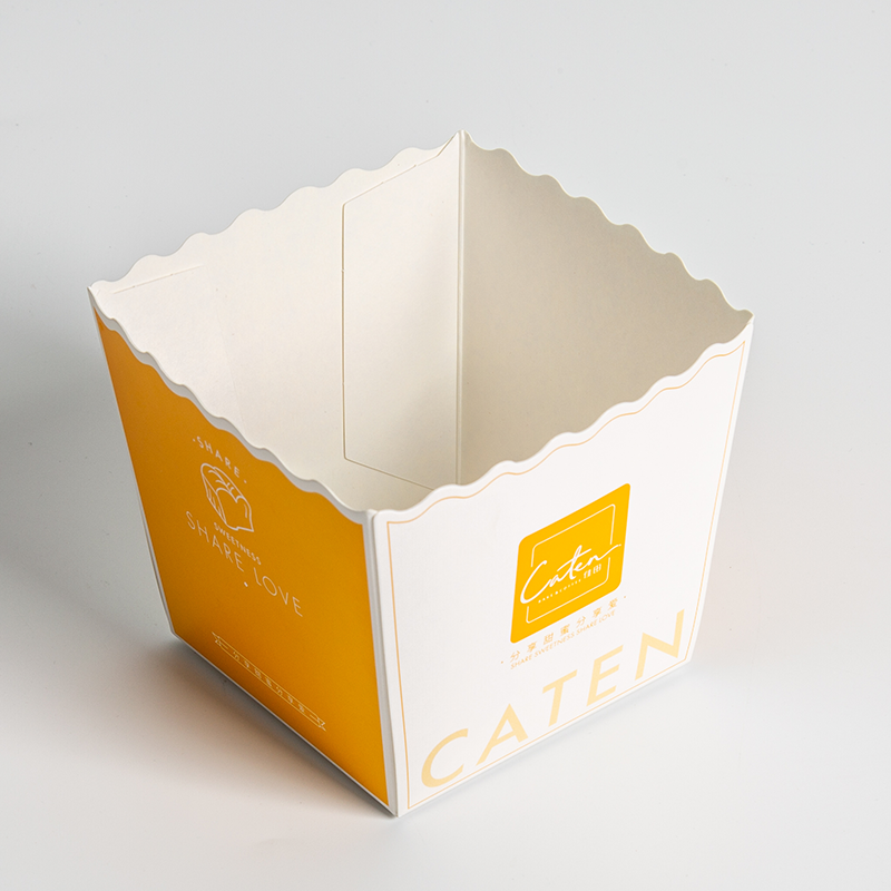 Handle Included Custom Order Popular Ivory Board French Fries Box Packaging with Irregular Shape and Printing Colour