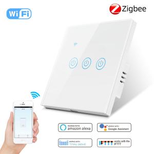 Wholesale 50-60Hz ZigBee Smart Switch EU 3 Gang Touch Switch Alexa from china suppliers