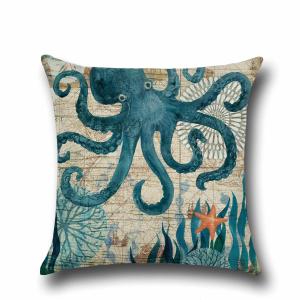 Wholesale Sea Life Decorative Throw Pillow Covers 18&quot;x 18&quot; , Faux Linen Coastal Octopus Cushion Cases for Bed and Couch from china suppliers
