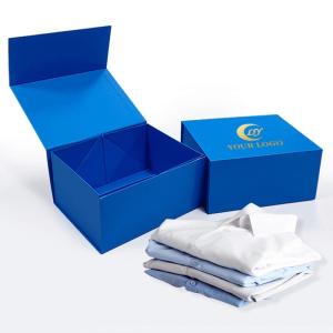Wholesale Blue Luxury Cardboard Collapsible Box Magnetic Packaging Box For Clothes from china suppliers