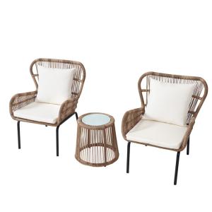 Wholesale 5cm Thickness Cushion 3 Pieces Garden Rattan Leisure Chair Set from china suppliers
