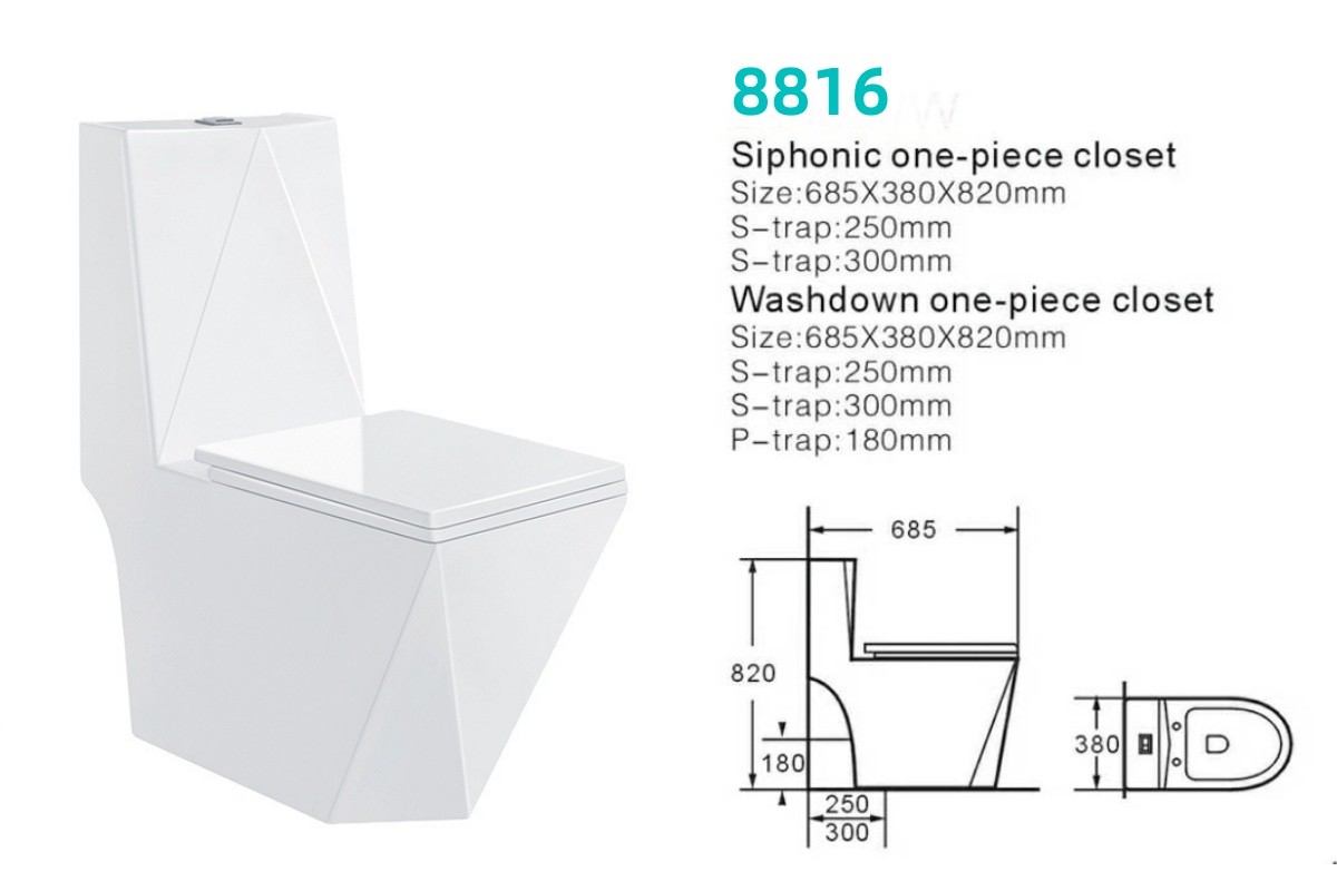Sanitary Ware White Bathroom Ceramic Toilet Bowl Diamond Shape Floor Mounted Washdown One Piece Wc Toilets