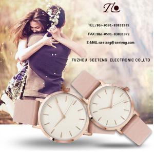 Wholesale Alloy wrist band couple watch PU leather couple watch black dial or white from china suppliers