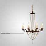 Rustic wood and metal chandelier wood beads pendant lamps (WH-CI-36)
