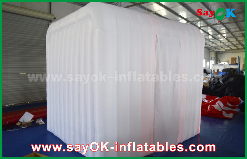 Inflatable Party Tent White Inflatable Event Photo Booth With RGB Led Light / Two Doors