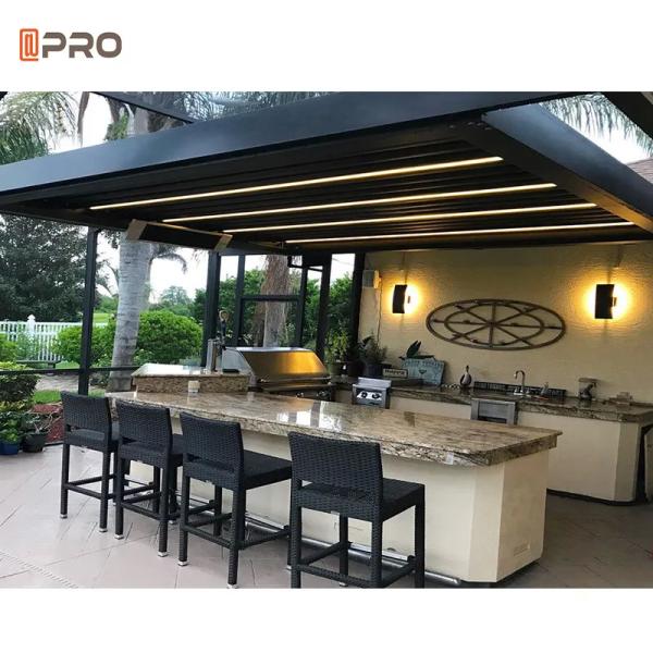 Modern Louvered Gazabo Electric Aluminum Outdoor Pergola With Led Strip