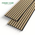9mm/12mm Thickness Polyester MDF PET Acoustic Slat Wood Wall Panels with Veneer