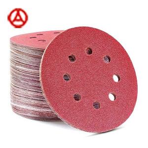 Wholesale Red Aluminum Oxide Sanding Disc Sandpaper Pad 5inch 8holes Metalworking from china suppliers