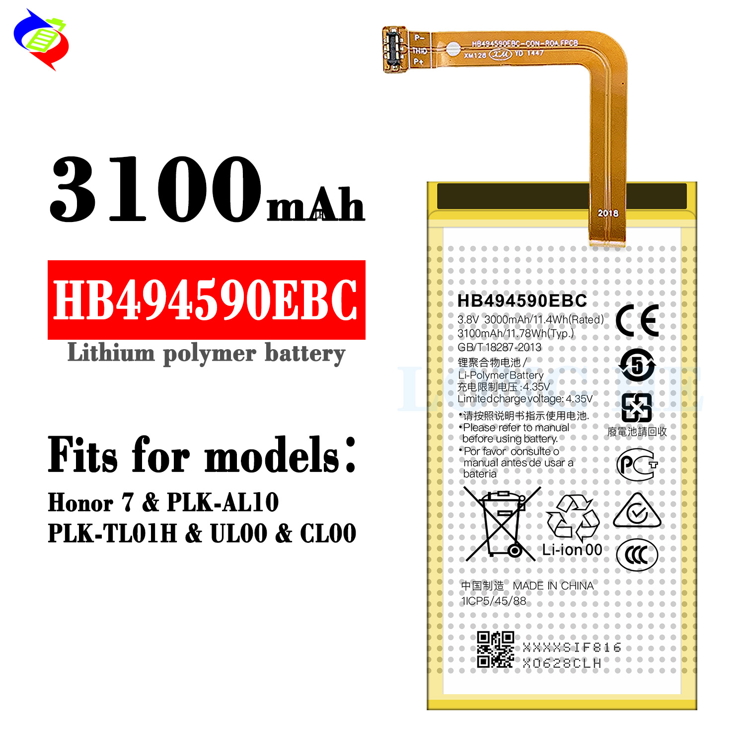 Stock and Original HB494590EBC Battery for Huawei Honor 7 Long Lasting Performance