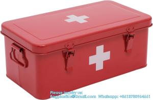Wholesale First Aid Medicine Box, First Aid Kit Supplies Bin, Metal Medicine Storage Tin, First Aid Empty Box With Safety Lock from china suppliers
